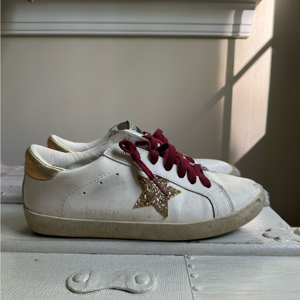 White and Gold Star Sneakers